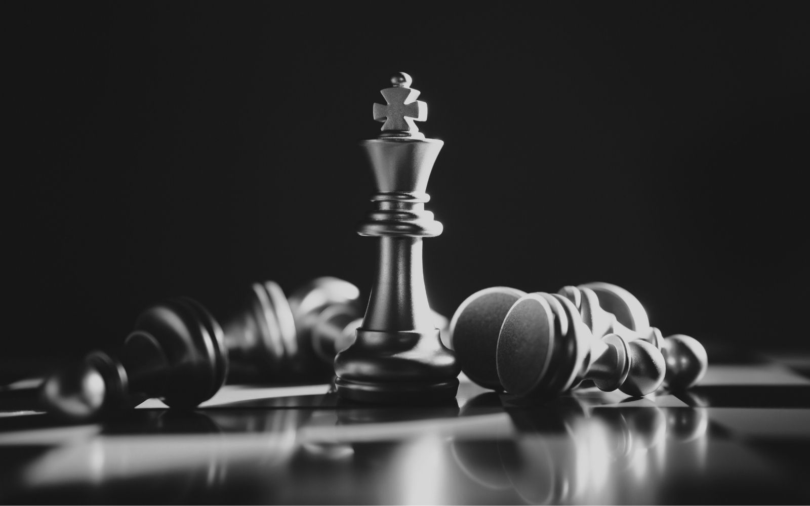 Chess Pieces with King Standing