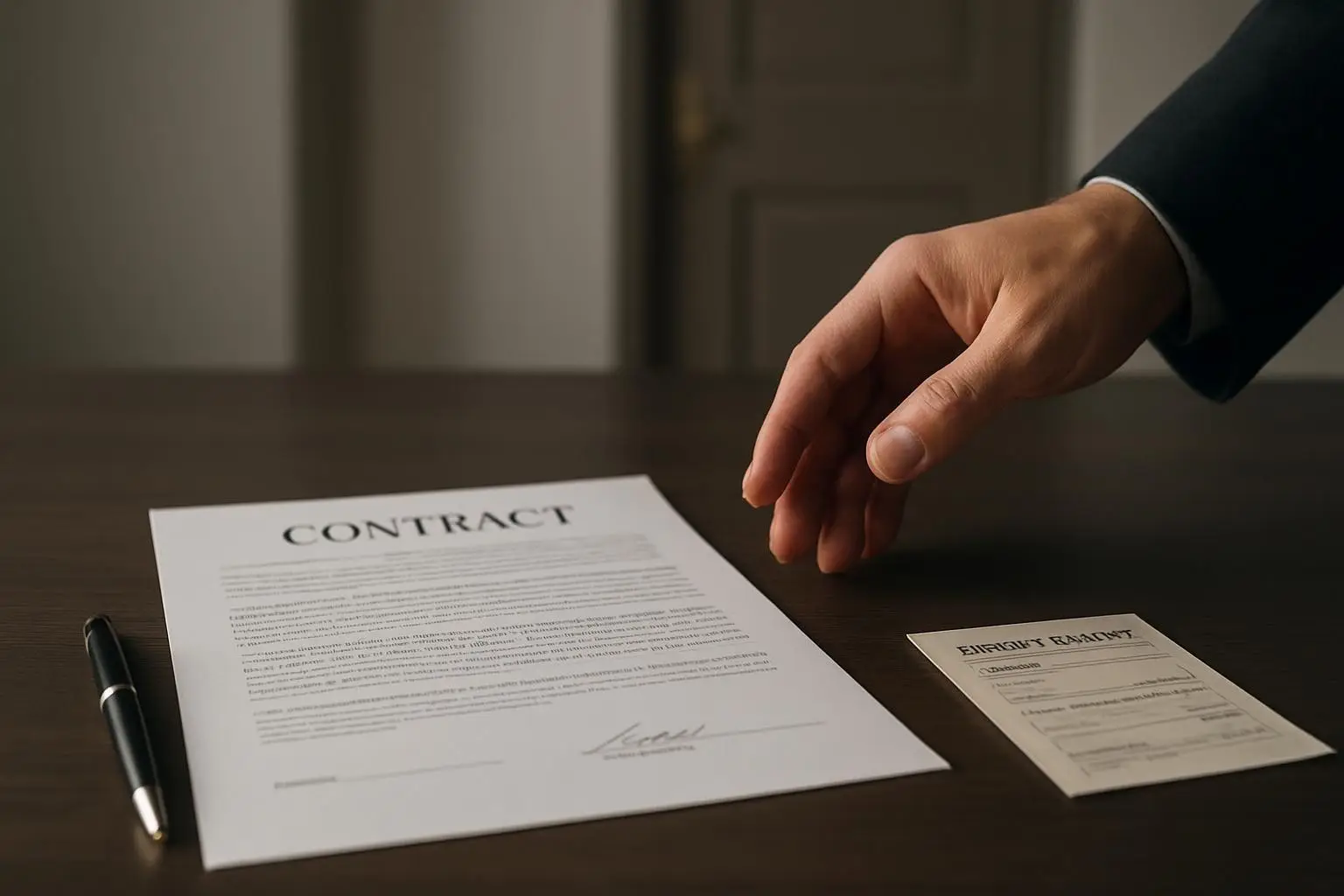 A document-style contract page with highlighted sections labeled Kick-Out Clause.