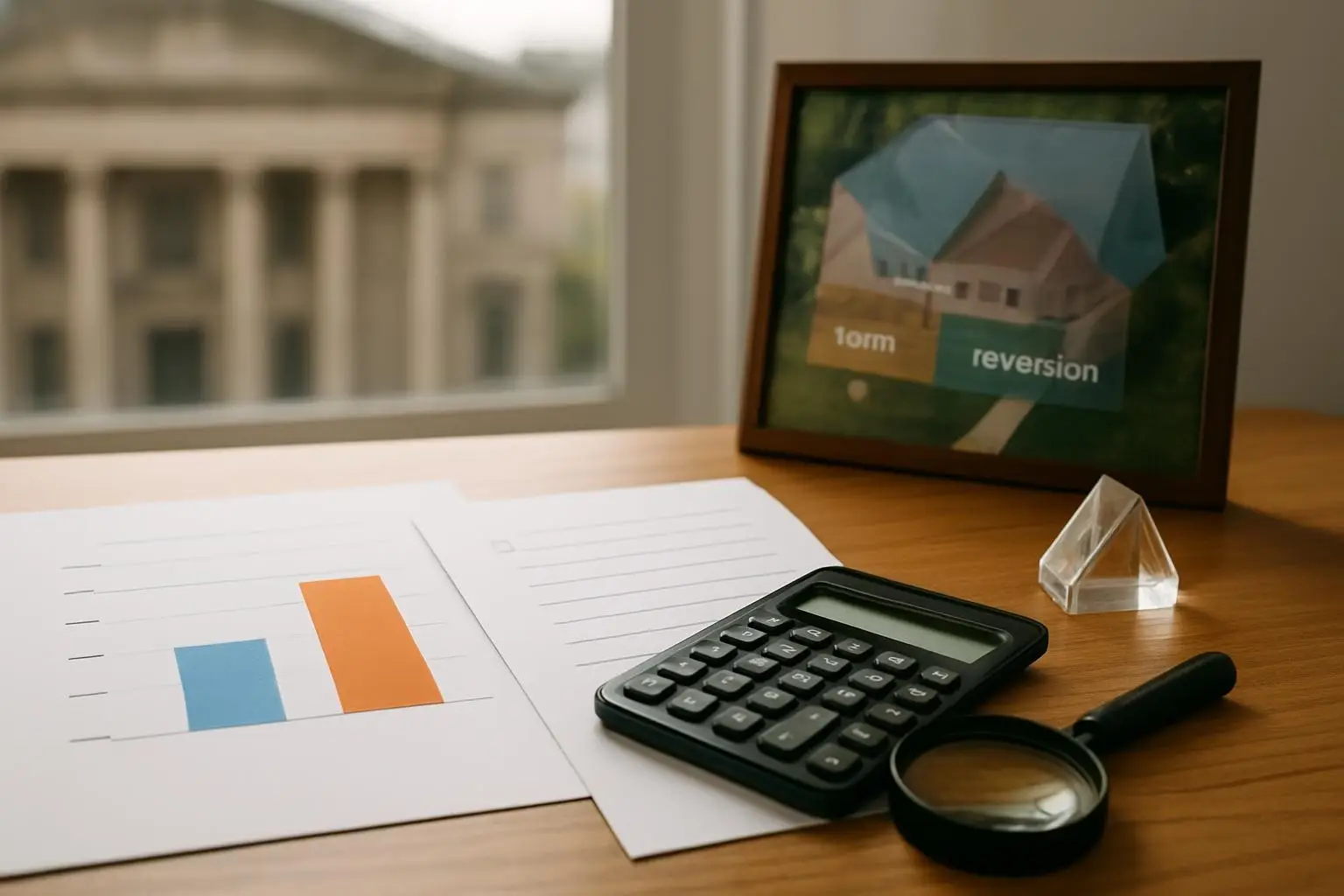 A photo showing a Reversion Value concept with financial documents and charts.