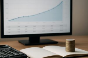 A financial chart with the text “Future Value Factor” displayed prominently alongside upward trend lines.